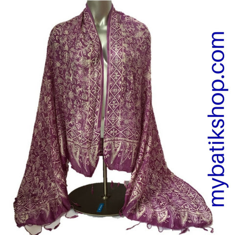Batik Silk Scarf - Purple
