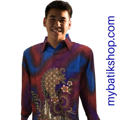 Batik for Men Semi Silk Long-sleeve Purple Multi