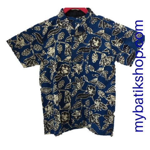 Batik Shirt for Boys Blue Flower Size 4
