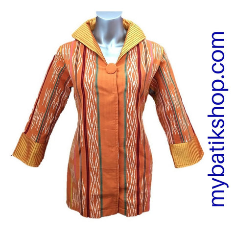 Tenun Orange Brown Long-sleeves Blazer with One Button