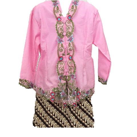 Kebaya for Girls -  Pink Embroidered Kebaya