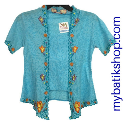 Kebaya for Girls - Voila Baby Blue Embroidered Kutubaru