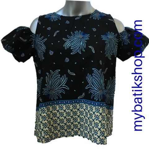 Misses MJ Batik Top Blue Palm