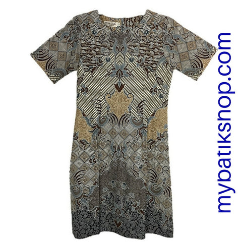 Misses MJ Contemporary Batik Sackdress Gray/Brown