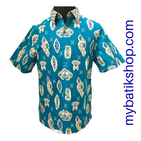 Batik for Men Cotton Modern Print Bright Blue