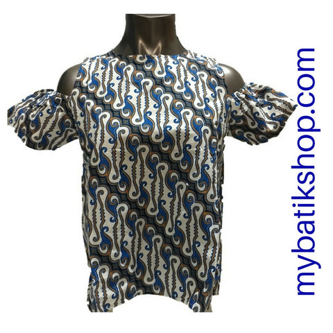 Misses MJ Batik Top Short-sleeves Cloud Blue