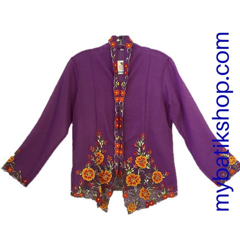 Kebaya Nyonya Fine Embroidery Purple