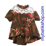 Batik Lace Top Off Shoulder Brown/Red