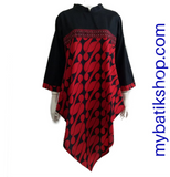 Batik Parang Hand-stamped Tunic Red Black Dress