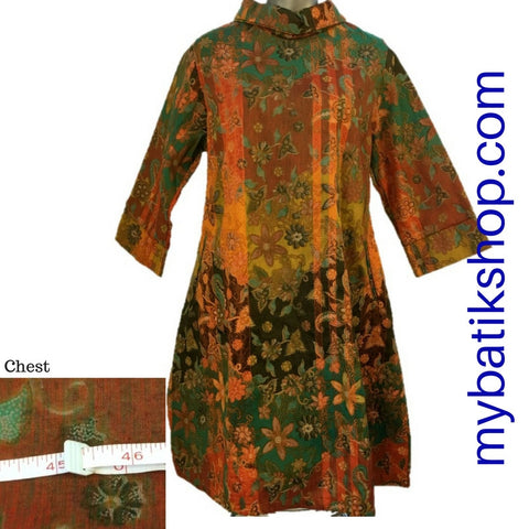 Batik Plus Tenun Orange Brick Turtleneck Dress