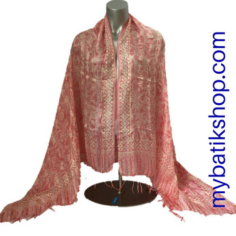 Batik Silk Scarf - Pale Pink