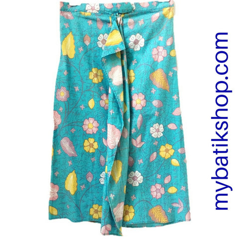 Batik for Girls - Voila Long Baby Blue Flower Sarong Skirt