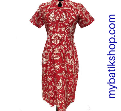Batik Tulis Red Dress Shanghai Style