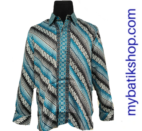 Batik for Men Semi Silk Blue Parang