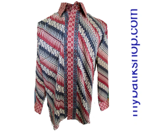 Batik for Men Semi Silk Multi Red Parang