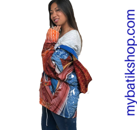 Hooded Reversible Abstract Batik Jacket