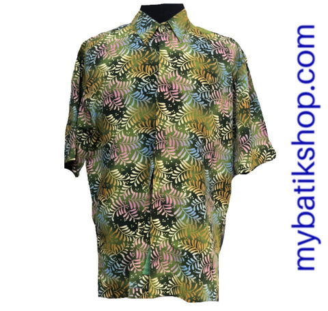 Batik Men’s Shirt Green Leaves