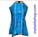 Batik Semi Silk Blue Sleeveless Top