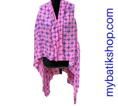 Pink Polka Dot Paris Vest Stamped Batik
