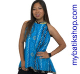 Batik Semi Silk Blue Sleeveless Top